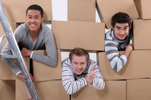 Business relocation items being transported by removal van