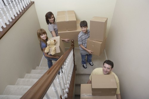 Boxes and furniture prepared for a student move in Twickenham